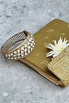 Gold Finish Kundan Polki Openable Kada