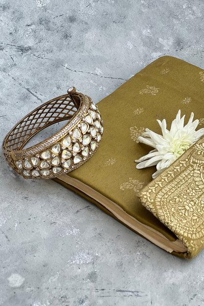 Gold Finish Kundan Polki Openable Kada