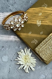 Gold Finish Kundan Polki Openable Bangle