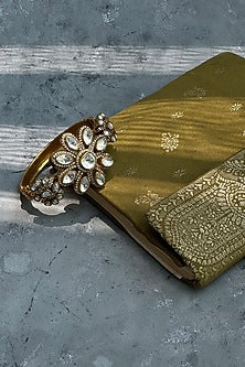 Gold Finish Kundan Polki Openable Bangle