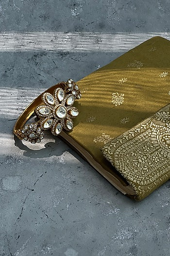 Gold Finish Kundan Polki Openable Bangle