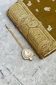 Gold Finish Kundan Polki Maangtikka