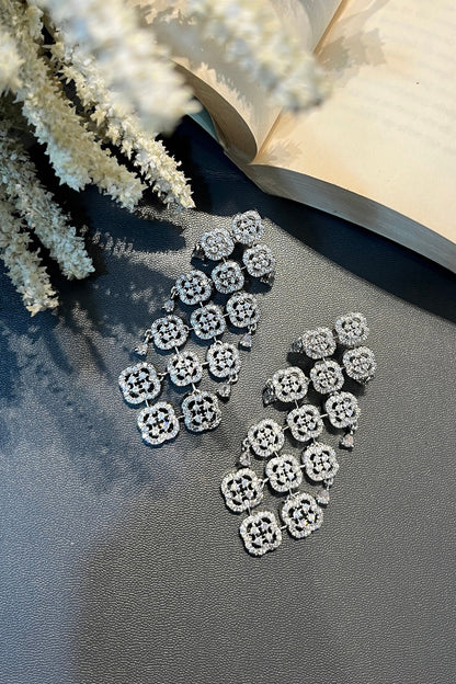 White Finish Zircon Dangler Earrings
