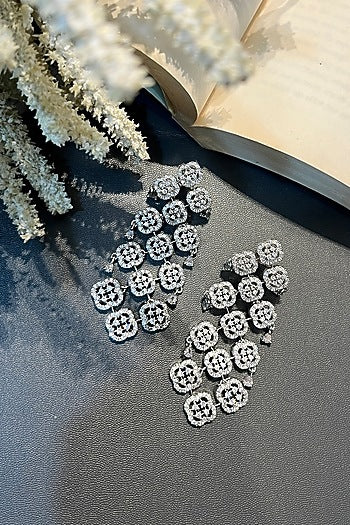 White Finish Zircon Dangler Earrings