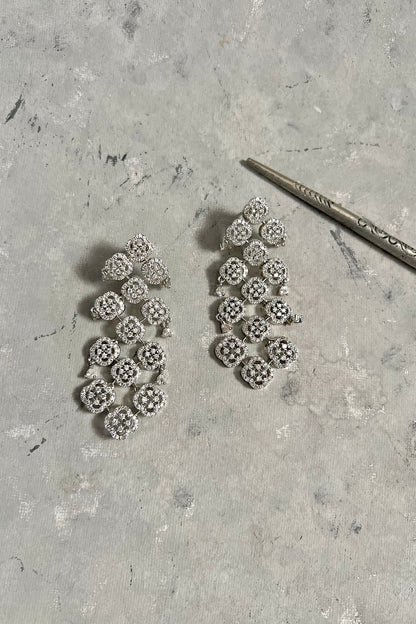White Finish Zircon Dangler Earrings