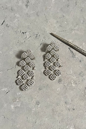White Finish Zircon Dangler Earrings
