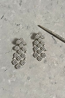 White Finish Zircon Dangler Earrings