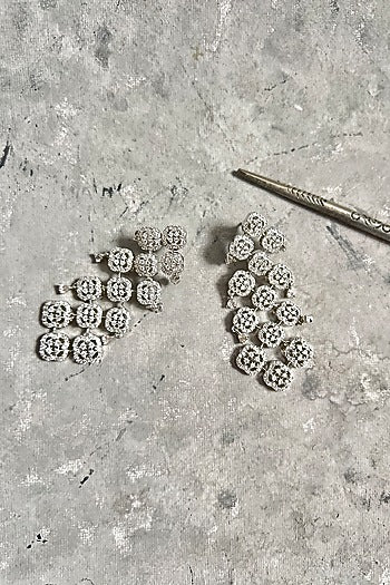 White Finish Zircon Dangler Earrings