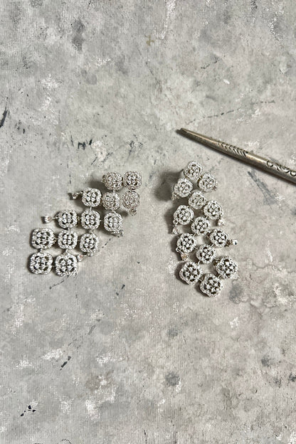 White Finish Zircon Dangler Earrings