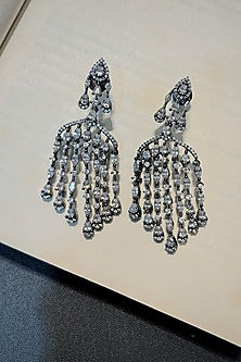 Black Rhodium Finish Zircon Dangler Earrings