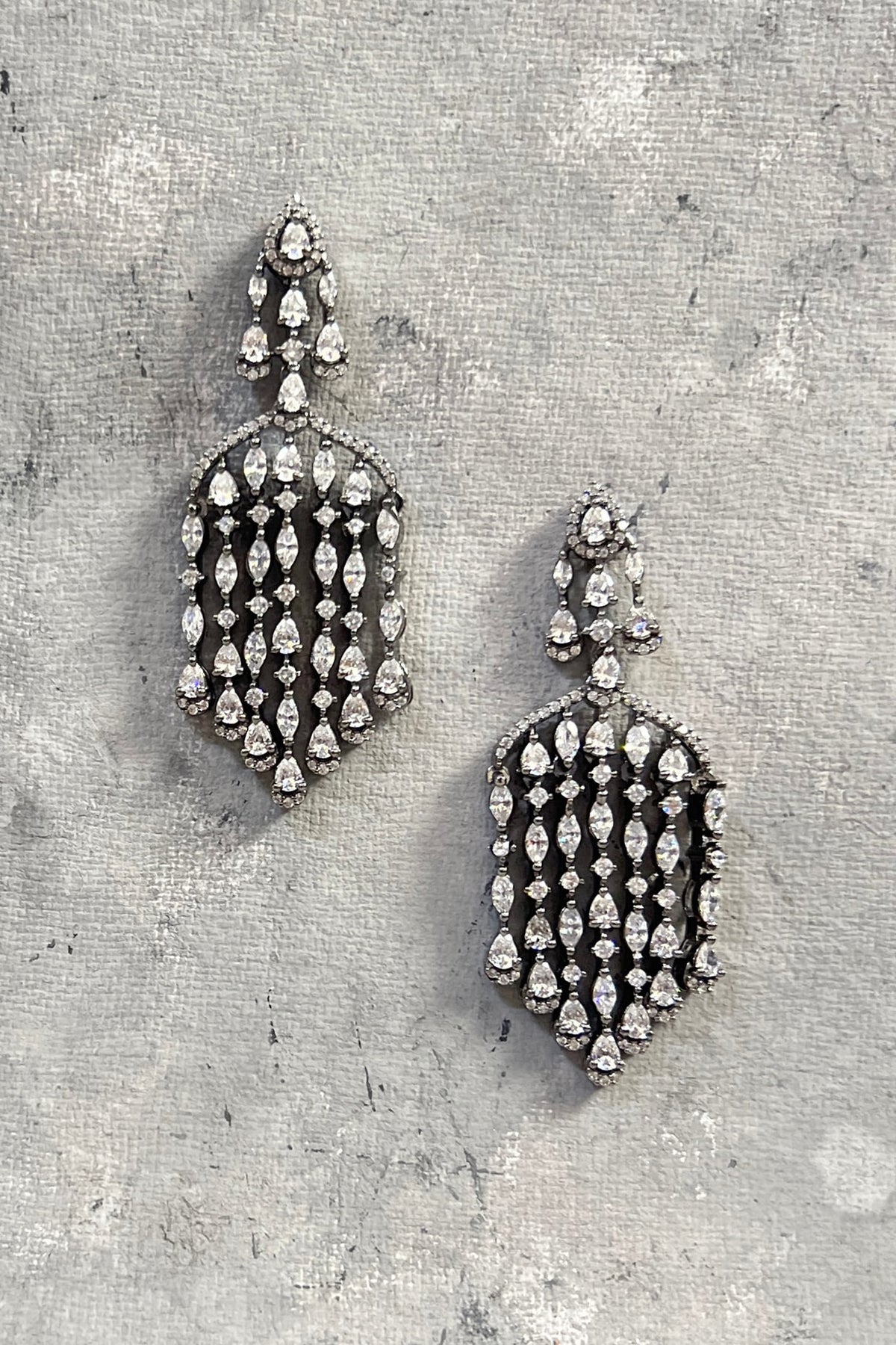 Black Rhodium Finish Zircon Dangler Earrings