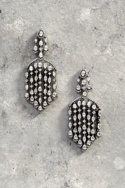 Black Rhodium Finish Zircon Dangler Earrings