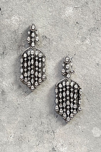 Black Rhodium Finish Zircon Dangler Earrings