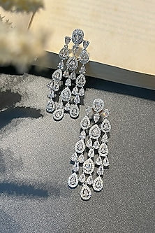 White Finish Zircon Dangler Earrings