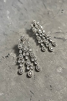 White Finish Zircon Dangler Earrings