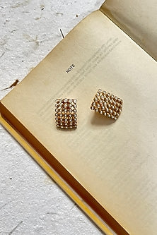 Gold Finish Zircon Stud Earrings