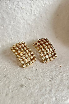 Gold Finish Zircon Stud Earrings
