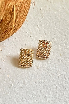 Gold Finish Zircon Stud Earrings