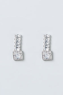 White Finish Zircon Long Necklace Set