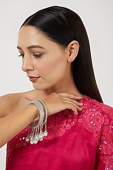 White Finish Zircon Bangles (Set of 4)