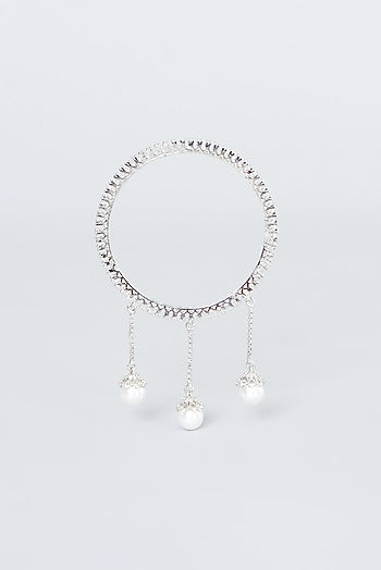 White Finish Zircon Bangles (Set of 4)