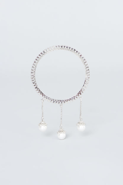 White Finish Zircon Bangles (Set of 4)