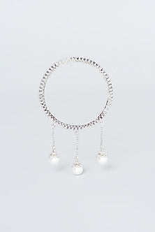 White Finish Zircon Bangles (Set of 4)