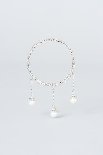 White Finish Zircon Bangles (Set of 2)