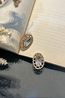 Gold Finish Kundan Polki & Zircon Stud Earrings