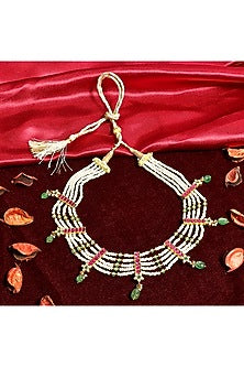 Gold Finish Kundan Polki & Pearl Long Necklace