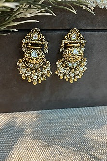 Gold Finish Pearl Dangler Earrings