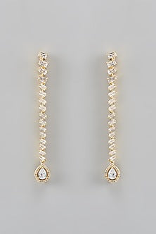 Gold Rhodium Finish Zircon Dangler Earrings
