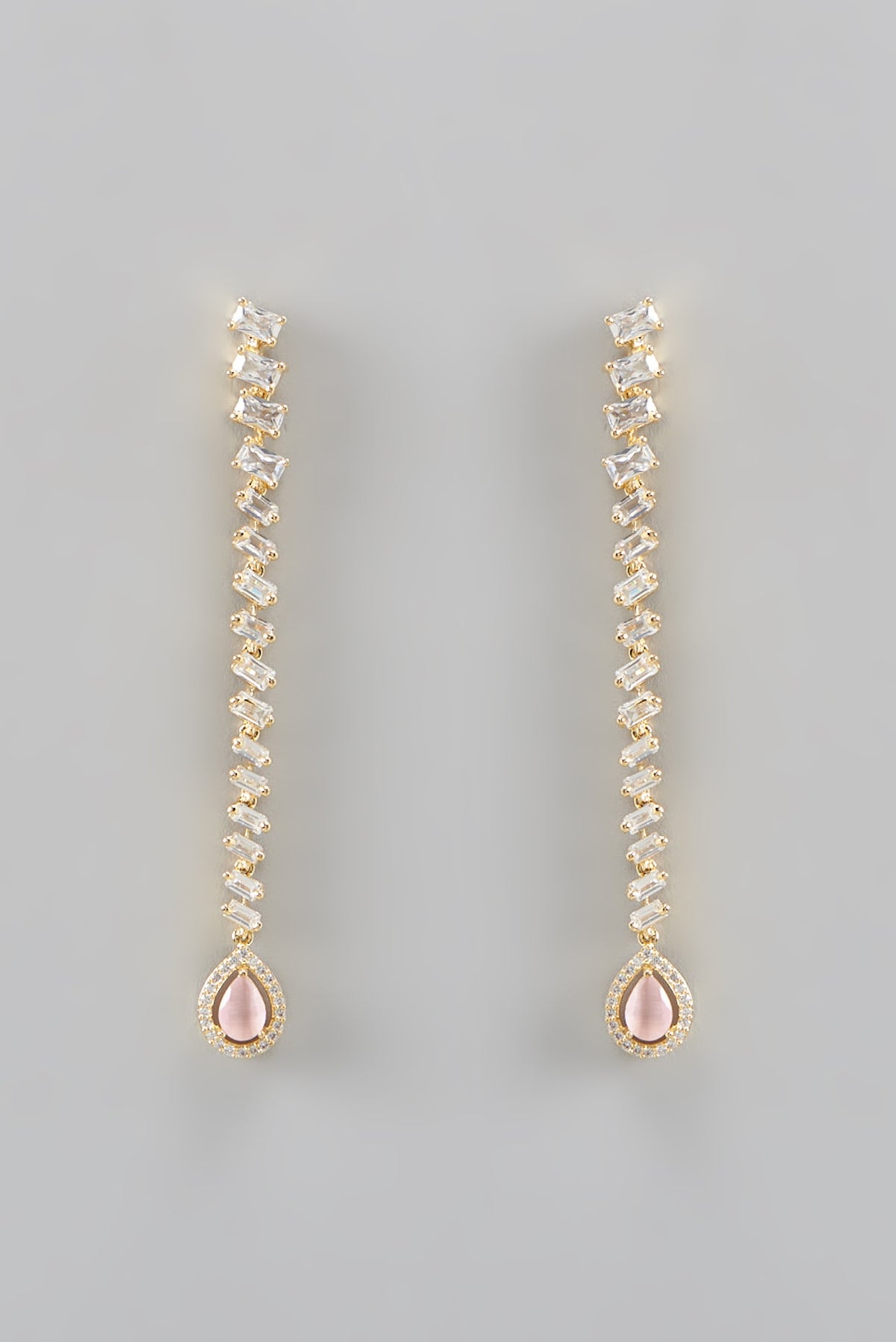 Gold Rhodium Finish Zircon Dangler Earrings