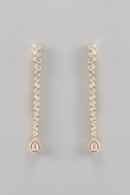 Gold Rhodium Finish Zircon Dangler Earrings
