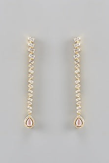 Gold Rhodium Finish Zircon Dangler Earrings