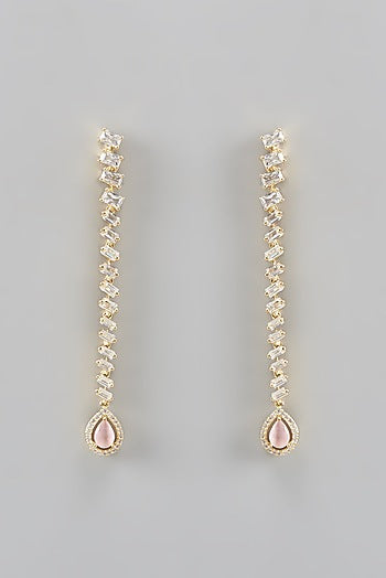 Gold Rhodium Finish Zircon Dangler Earrings