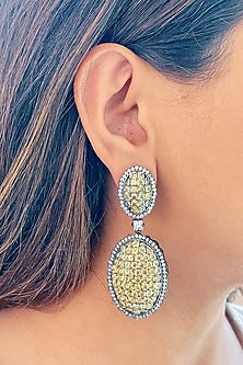 Black Rhodium Finish Yellow Zircon Handcrafted Dangler Earrings