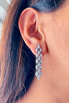 White Finish Zircon Handcrafted Dangler Earrings