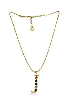 Gold Plated Multi-Colored Stone Initial Pendant Necklace
