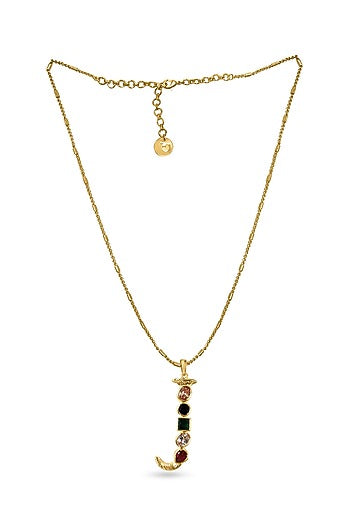Gold Plated Multi-Colored Stone Initial Pendant Necklace
