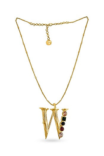 Gold Plated Multi-Colored Stone Initial Pendant Necklace