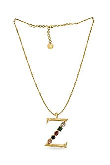 Gold Plated Multi-Colored Stone Initial Pendant Necklace