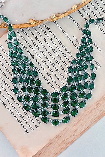 White Rhodium Plated Zircon Necklace