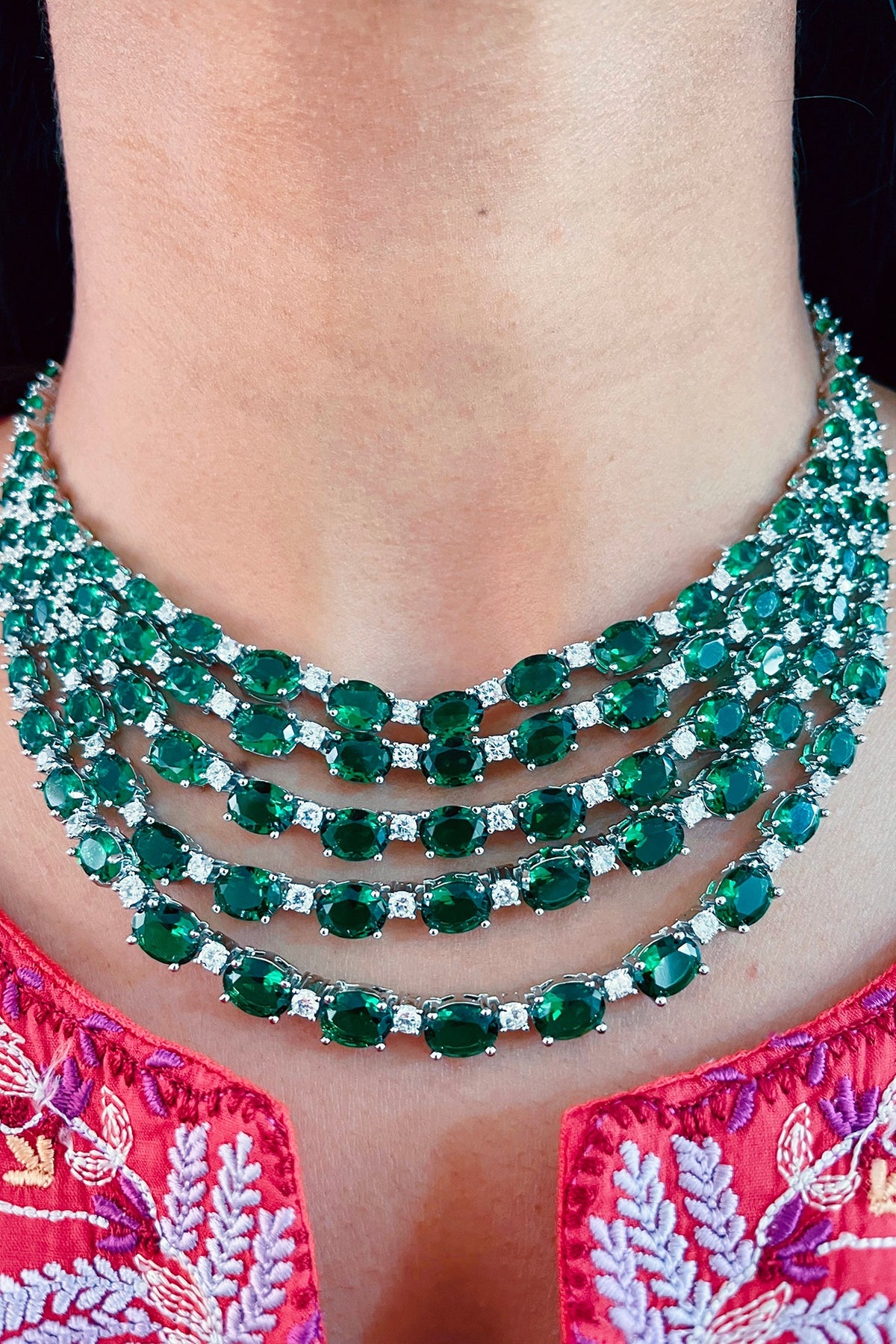 White Rhodium Plated Zircon Necklace