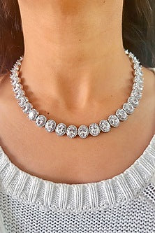 White Rhodium Plated Zircon Necklace