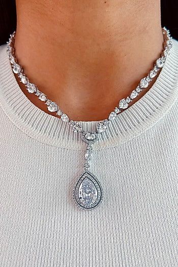 White Rhodium Plated Zircon Necklace