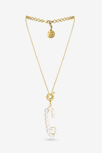 Gold Plated Pearl Initial Pendant Necklace