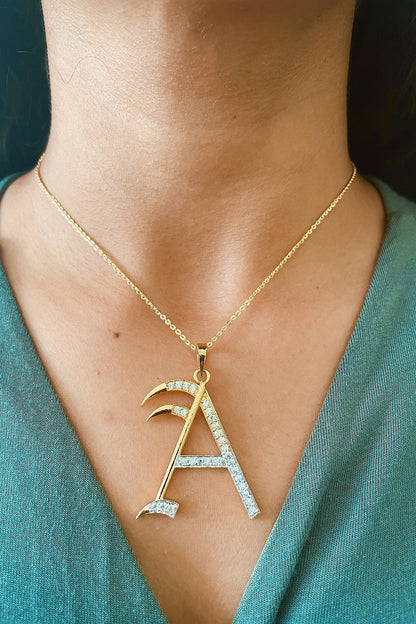 Gold Plated Diamond Initial Pendant Necklace