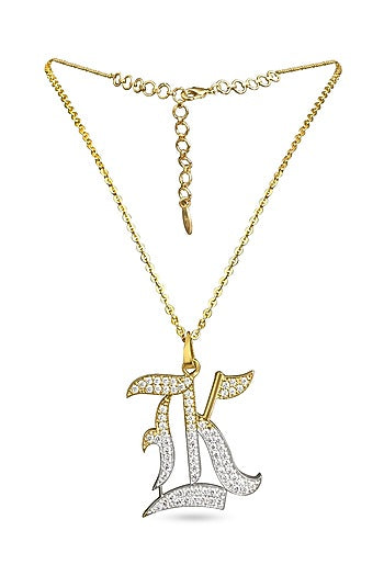 Gold Plated Diamond Initial Pendant Necklace
