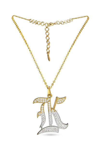 Gold Plated Diamond Initial Pendant Necklace